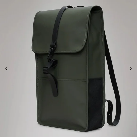 NWT Rains Unisex Olive Green Full Size Waterproof Backpack Minimalist Laptop - Picture 2 of 9